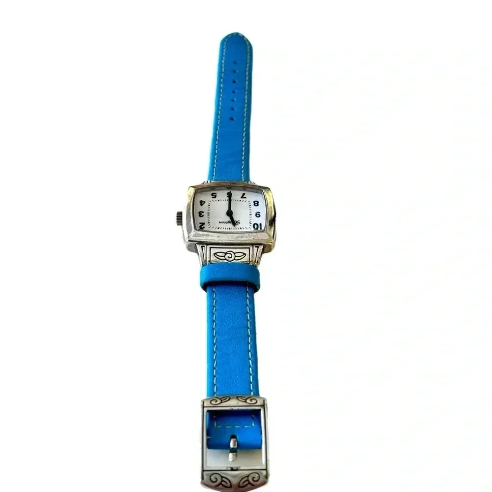 Brighton Orchard Ladies Watch Blue Leather Silver Plated Retired New Battery